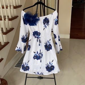 Sexy Short Blue Floral Mini Dress